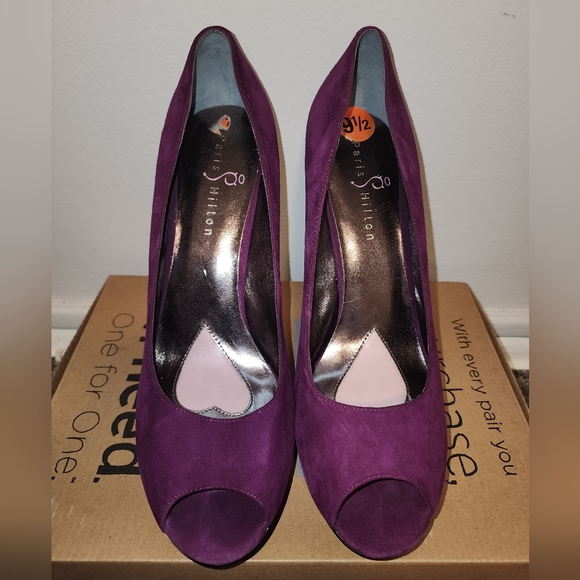 Purple & pink Paris Hilton faux suede heel (heel is 5 inches) size 9.5 - Picture 3 of 7